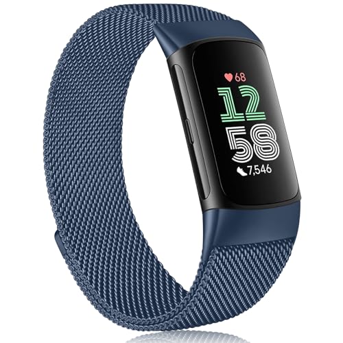 Stainless Steel Mesh Loop Band for Fitbit Charge 6 - Blue