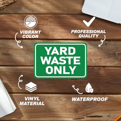 Yard Waste Only Vinyl Stickers with Bold Text and Icons for Outdoor Trash Bin Labeling Compost Separation Recycle Signage Use 8Pcs Hard Bike Water Bottles Laptop