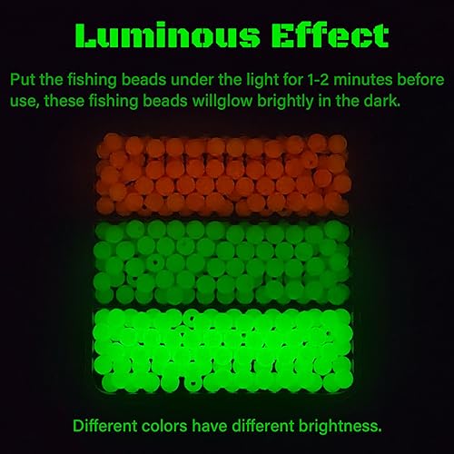 6mm Glow in The Dark Fishing Beads - 600pcs Plastic Lures