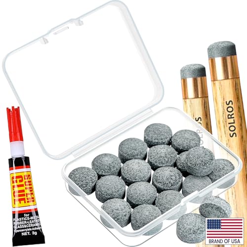 11MM Pool Cue Tips Replacement Kit with Glue - Gray