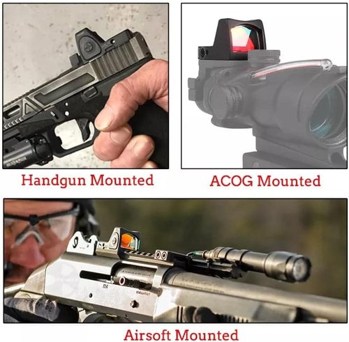 GOTICAL CNC-Machined Fiber Optic Handgun Sights - Front & Rear for Glock Pistols | Mini Red Dot Compatible