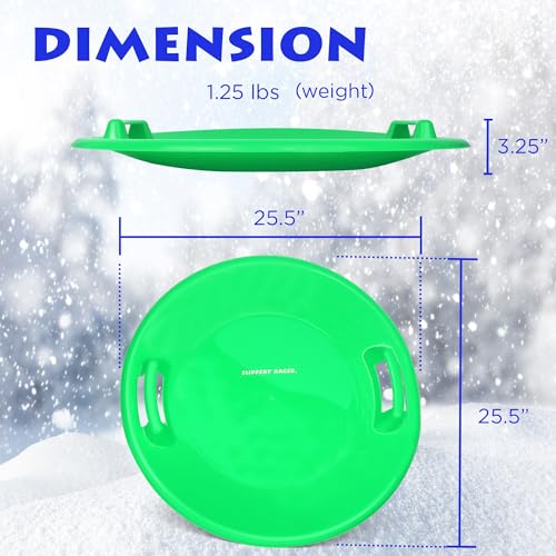 Heavy-Duty Cold Resistant Snow Sled with Handles - Green
