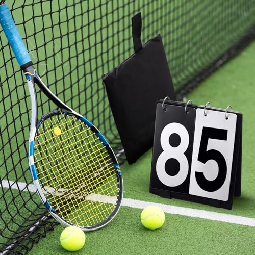 Portable Tennis Scoreboard - Flip Score Keeper 0-9 - Black