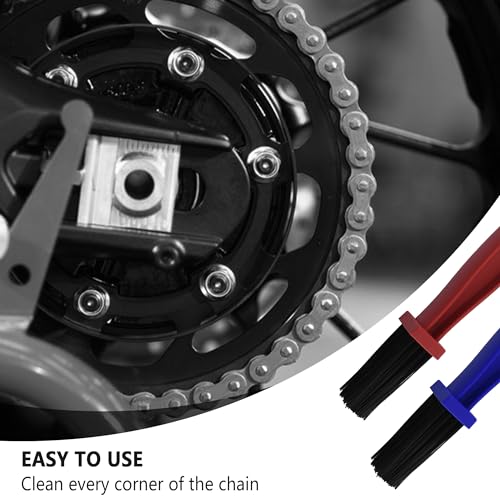 Motorcycle Chain Cleaning Kit - 2PCS Double-Ended Brush Set (Red & Blue)