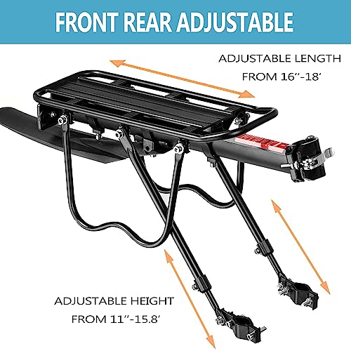 Bike Cargo Rack with Fender & Reflective Safety - Large Size