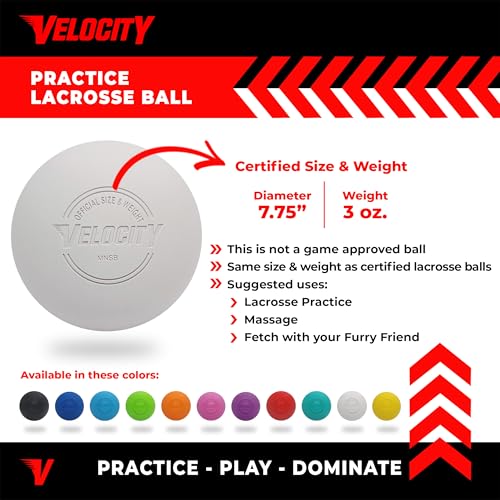 Velocity Lacrosse Balls - 18 Practice White Balls for Training, NFHS & College Approved