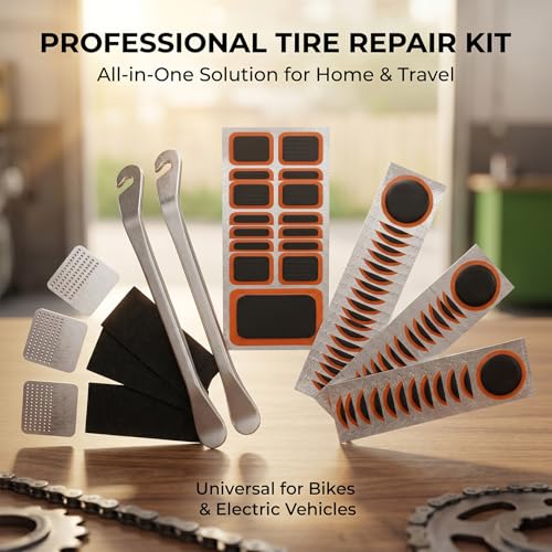 Bike Tire Repair Kit - 66PCS Puncture Patch Set with Tools