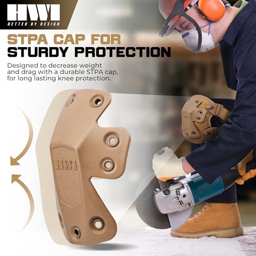 HWI Gear Next Generation Knee Pad for Protection: Combat, Mechanics, Construction, Hunting, Landscaping, Outdoor Survival, Heavy Duty Industrial Grade, Adjustable