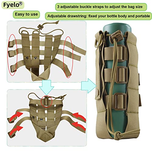 Molle Tactical Water Bottle Holder - Adjustable 16-64 oz - Green