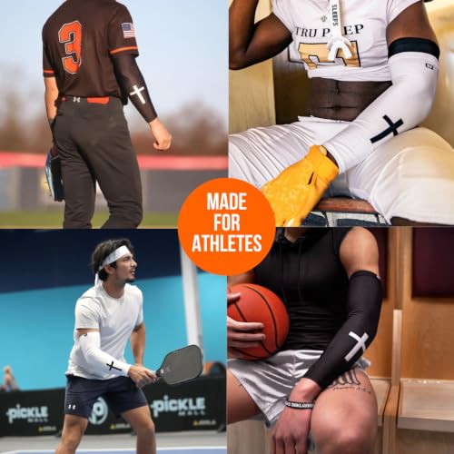 Faith Collection Football Arm Sleeve by SLEEFS - Adult L (Cross White)
