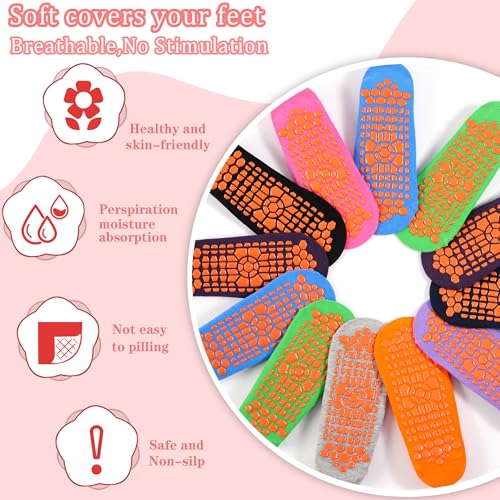Non-Slip Kids Trampoline Socks with Grippers - 6-9 Years Black/Purple/Blue/Green