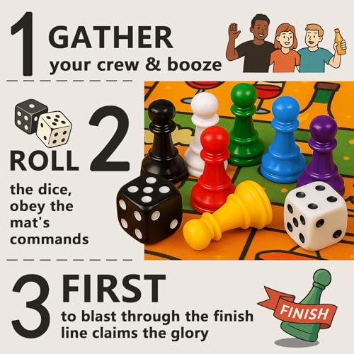Funny Drinking Game for Adults – 21+ Party Board Game with Rubber Mat