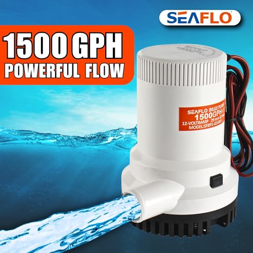 SEAFLO 1500 GPH Bilge Pump 12V Marine Submersible Pump with Anti-Airlock