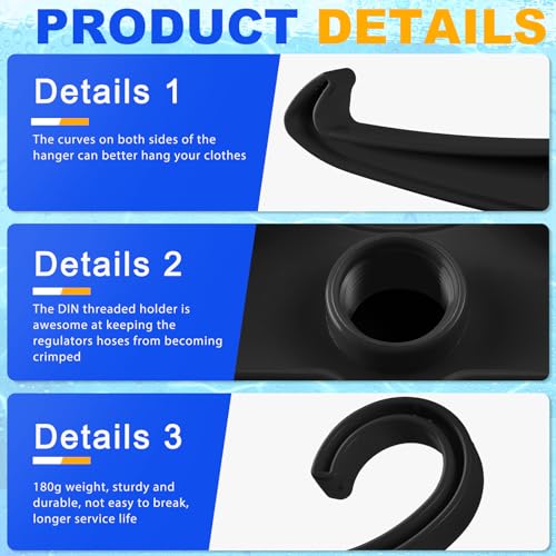 FoldTier Black Scuba Wetsuit & BC Regulator Hanger Set - 6 Pack