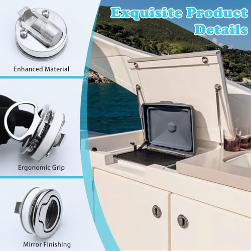 Pvrud Marine Grade 316 Stainless Steel Boat Slam Latch Non-Lock 2-Inch Deck Hatch Handle