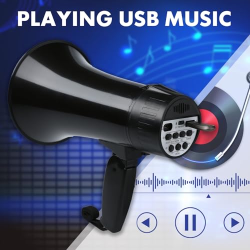20W Rechargeable Megaphone with Siren & Bluetooth Input