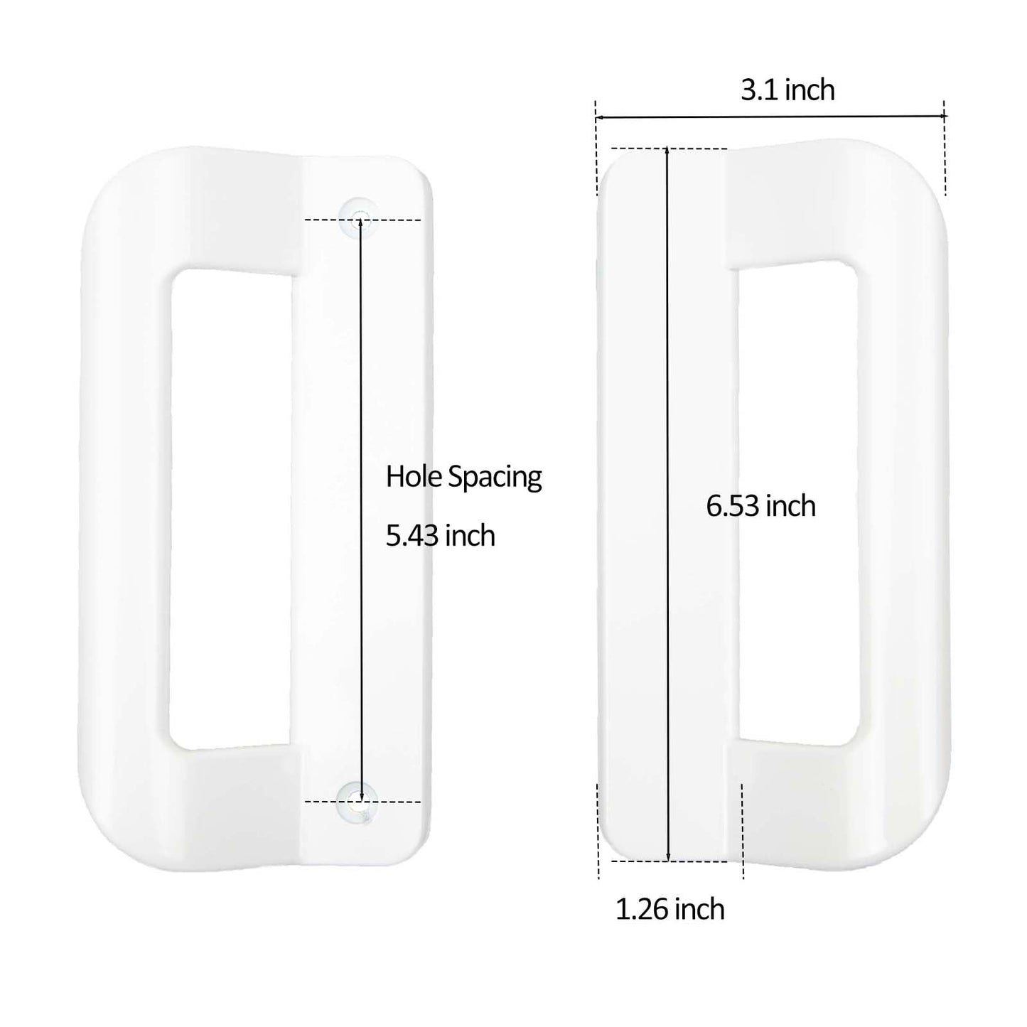 KVTTOZA Sliding Door Handle Set (No Lock, Non-Keyed), Fits 5-5/8 Inch Screw Hole Spacing 2 Replacement White Diecast Sliding Patio Glass Door Handles Pulls