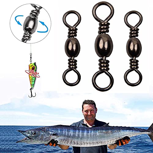 Fishing Barrel Swivels - High Strength Solid Ring Connector - Black #10, 50pcs