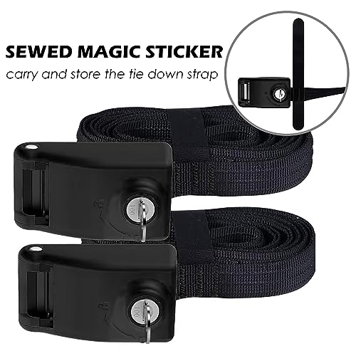Lockable Tie Down Strap - 2 Pack, 10 Feet Each, Black
