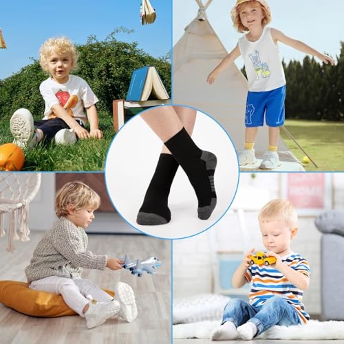 LITERRA Kids Crew Socks 4-7 Years - Black & White Athletic Casual Pack