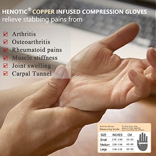 Copper Arthritis Gloves - Full Finger Compression, Large Size