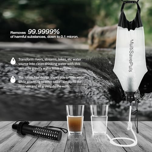 MultiSavePuls Gravity Water Filter Straw 3L - Camping & Emergency Water Purifier (Variation 1)