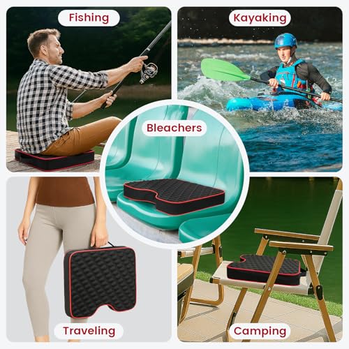 Portable Stadium Seat Cushions with Massage Dots - 2 Pack Black