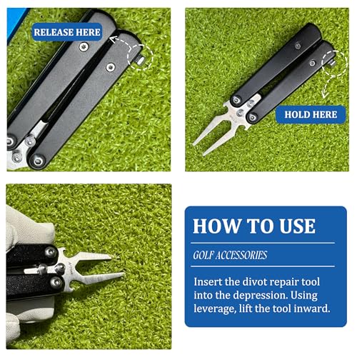 Arttodo Silver Foldable Golf Divot Repair Tool with Bottle Opener