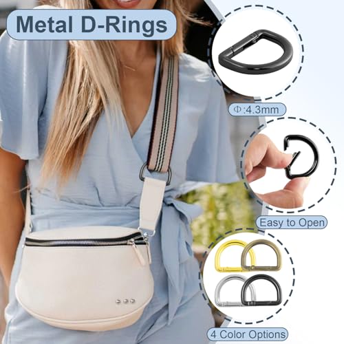 1 Inch Spring D Ring Clips - 10pcs Metal Carabiner Clips - Gun Black