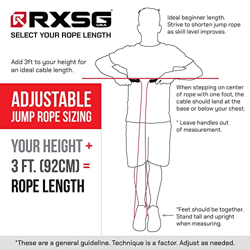 Rx Smart Gear Drag Jump Rope w/ Non-Slip Ergonomic Handle - Black M, Weighted Polypropylene Rope