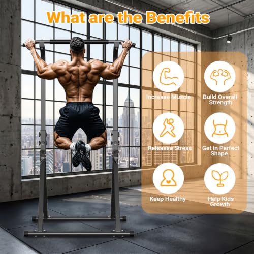 Foldable Pull Up Bar Power Tower with Assistance Bands - Black 01