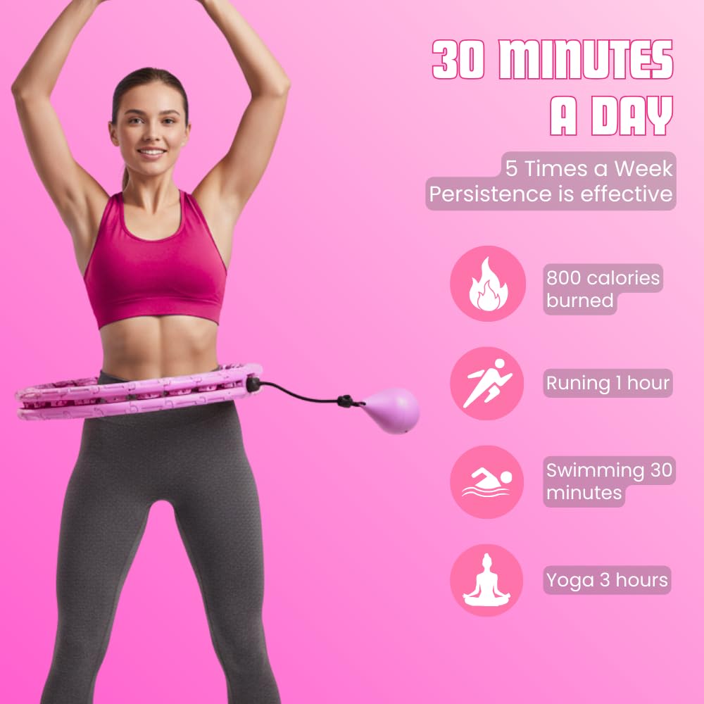 Infinity Hoop for Adults Weight Loss - 2 in 1 Adjustable Weighted Hula Hoop Plus Size with 28 Detachable Links, Massage & Exercise Hula Hoop for Smart Fitness Workout, Suitable for Women and Beginners