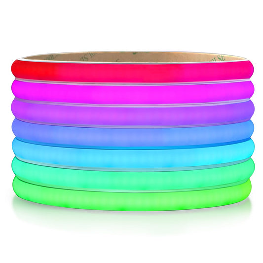 Addressable RGBCCT Flexible COB LED Strip Light, RGBWW 24V WS2811 Pixel 4200LEDs Cuttable Outdoor 16.4Ft 5m Long Color Changing LED Strip, Neon White Silicone Tube Lighting with Adhesive Back