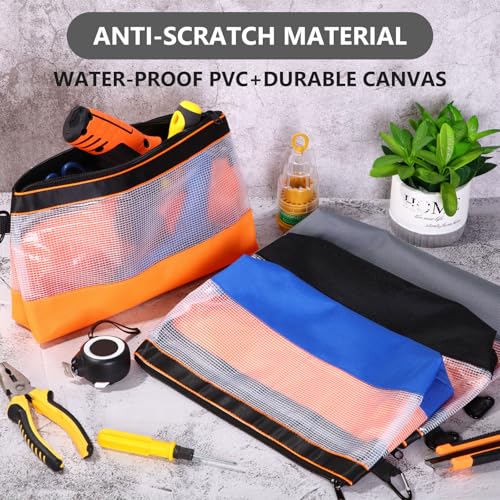 Paterr 16 Pcs Zipper Clear Tool Bag Bulk Small Tool Bag, Heavy Duty Clear Pouch, Multipurpose Waterproof Storage for Men Women Electrician, 4 Color(11.8 Inch)