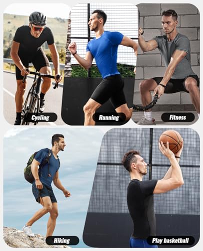 Men's Compression Shirts 2 Pack - Short Sleeve, Cool Dry - Medium White & Mottled Gray