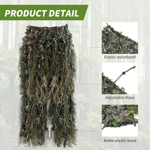 EAmber Youth & Adult Ghillie Suit for Hunting & Camouflage - Green Leafy Forest, Height 5.9-6.3 ft