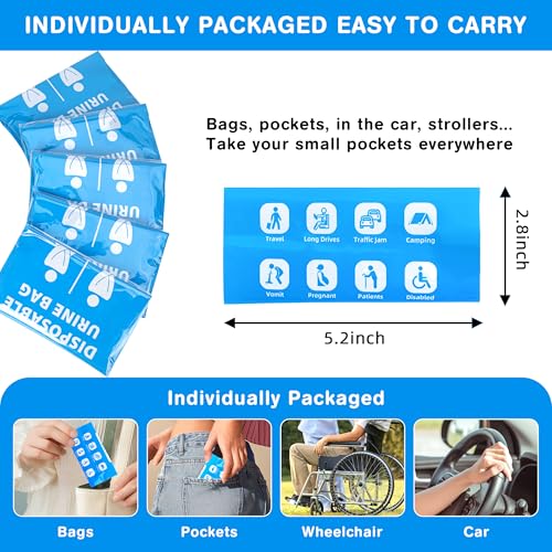 Disposable Urine Bags 900ML Pack of 15 Portable Emergency Pee Bags for Travel & Outdoors