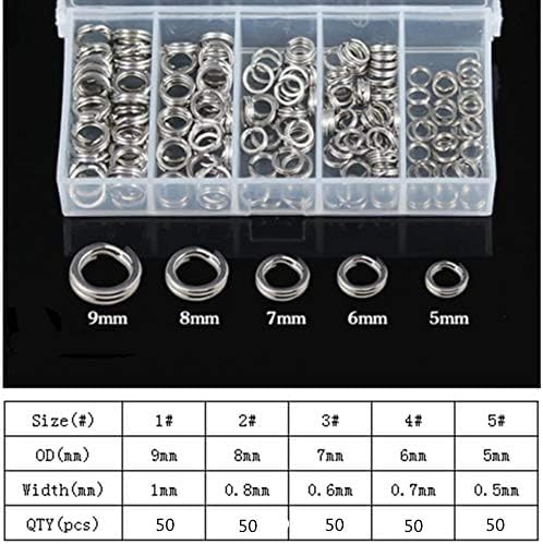 250pcs Heavy Duty Silver Split Ring Set for Fishing Tackle