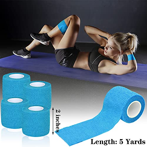 8-Pack 2" x 5 Yards Self-Adhesive Cohesive Bandage Wrap - Blue