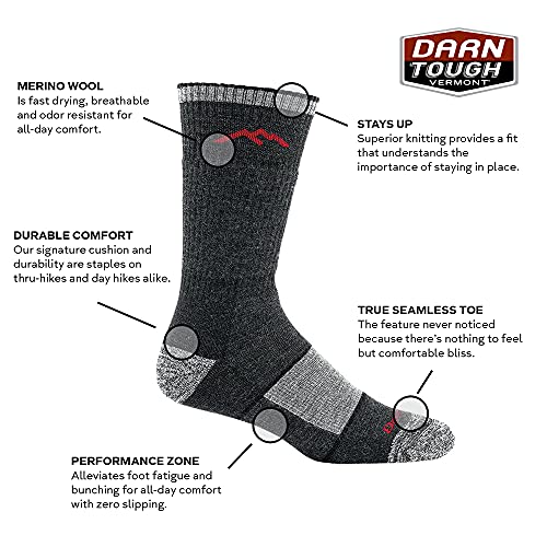 Darn Tough Vermont Men’s Hiker Boot Midweight Full Cushion Socks Olive Medium