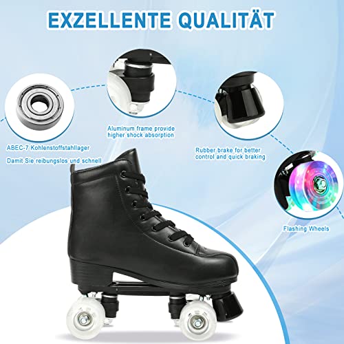 Premium Adjustable Roller Skates - Flash Wheel, Size 38
