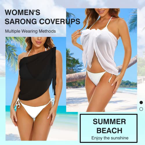 2pcs Chiffon Swim Cover Up for Women - Black & White Large
