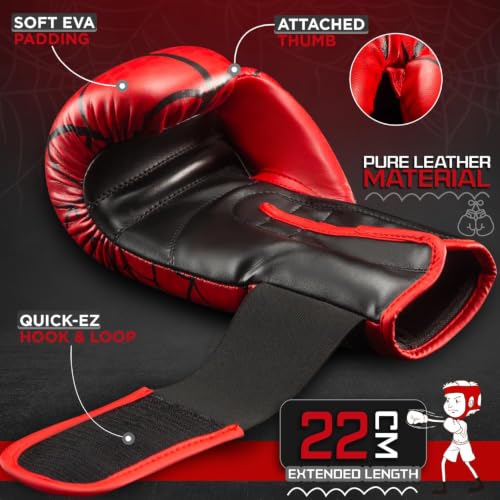 WYOX Kids Boxing Gloves 4oz/6oz/8oz Spider Edition with Thumb Lock EVA Padding