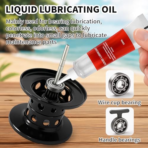 Fishing Reel Oil and Grease Kit - 1.35oz Portable Set - 2