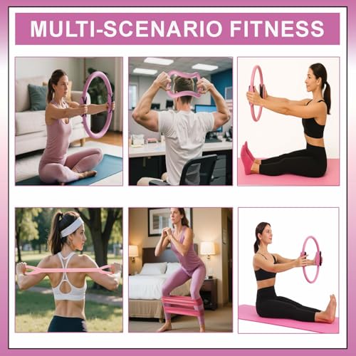 Yoga Pilates Ring Set - 18 Pcs Fitness Kit for Women - Pink