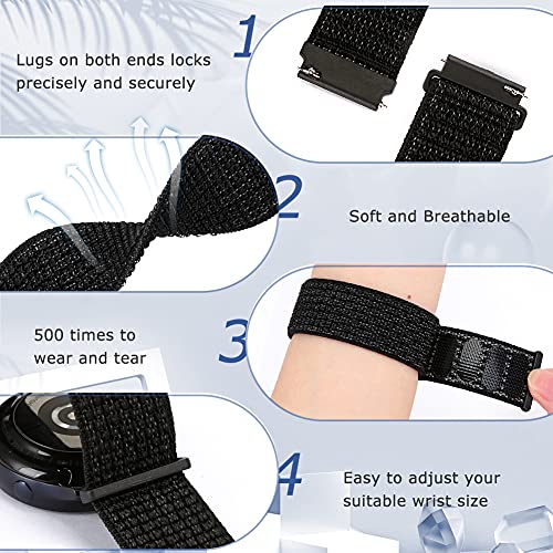AVOD 18mm Nylon Sport Watch Band Black/White+Hyper Grape for Garmin & Casio - Quick Release 18mm