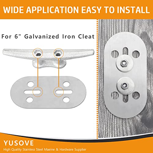 Stainless Steel Boat Cleat Backing Plate for Dock and Marine Use - 2 Pack