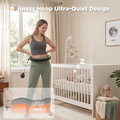 Weighted Hula Hoop Fitness - 65 Inch Detachable - Black