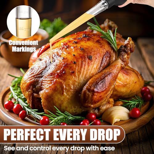 Turkey Baster with Cleaning Brush - Premium Baster Syringe Black