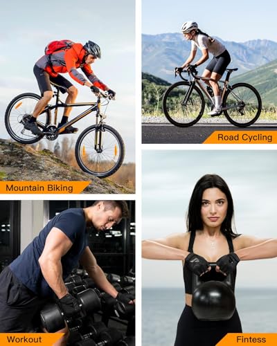 ATERCEL Black Large Cycling Gloves for Men Women - Bike, Workout, Gym & Training